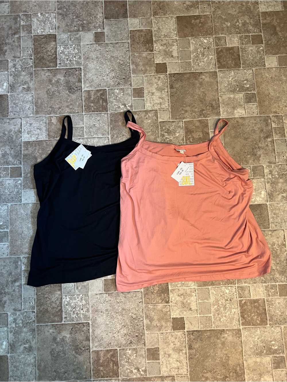 NWT 3X LuLaRoe Black & Coral Pink Spaghetti Strap Camisole Pair